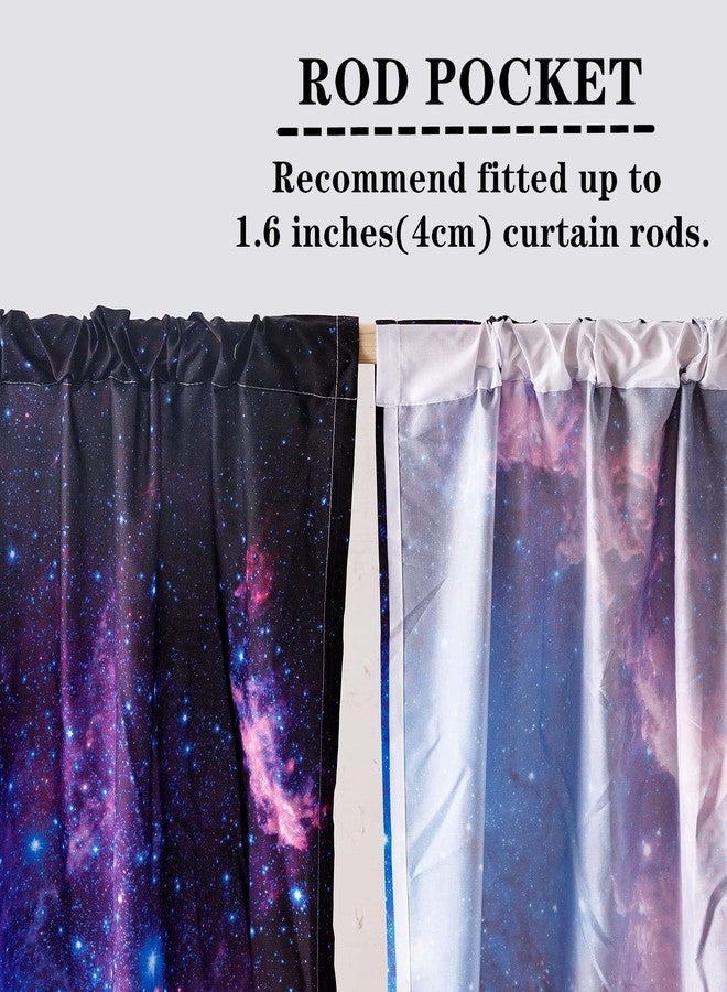 YUANZU Galaxy Curtains W42 x L63 Inch Outer Space Kids Space Purple Pink Blue Nebula Universe Starry Stars Rod Pocket Print Pattern Window Drapes for Boys Girls Teen Bedroom Playroom 2 Panels - Image 4